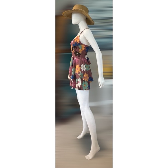 Floral ruffle romper sz S M L - Picture 3 of 8